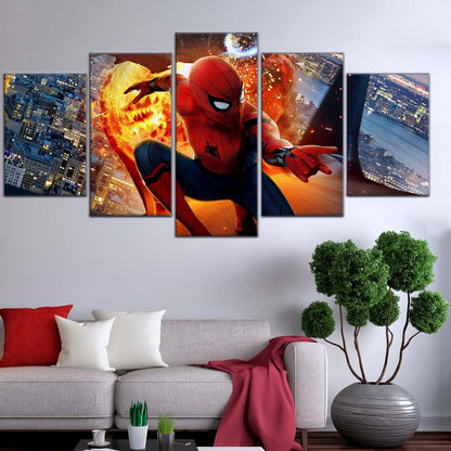 Marvel Wall Art - MCU5015 - Spider-Man  - Iron Man - Homecoming Battle - Marvel Cinematic Universe Poster - Marvel Cinematic Universe Canvas