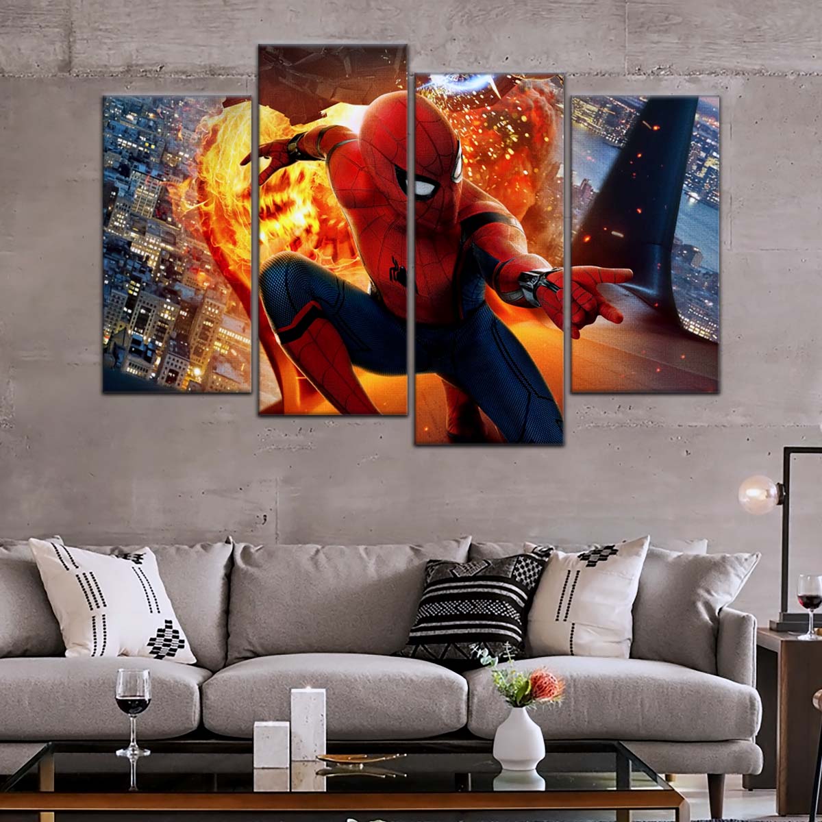 Marvel Wall Art - MCU5015 - Spider-Man  - Iron Man - Homecoming Battle - Marvel Cinematic Universe Poster - Marvel Cinematic Universe Canvas