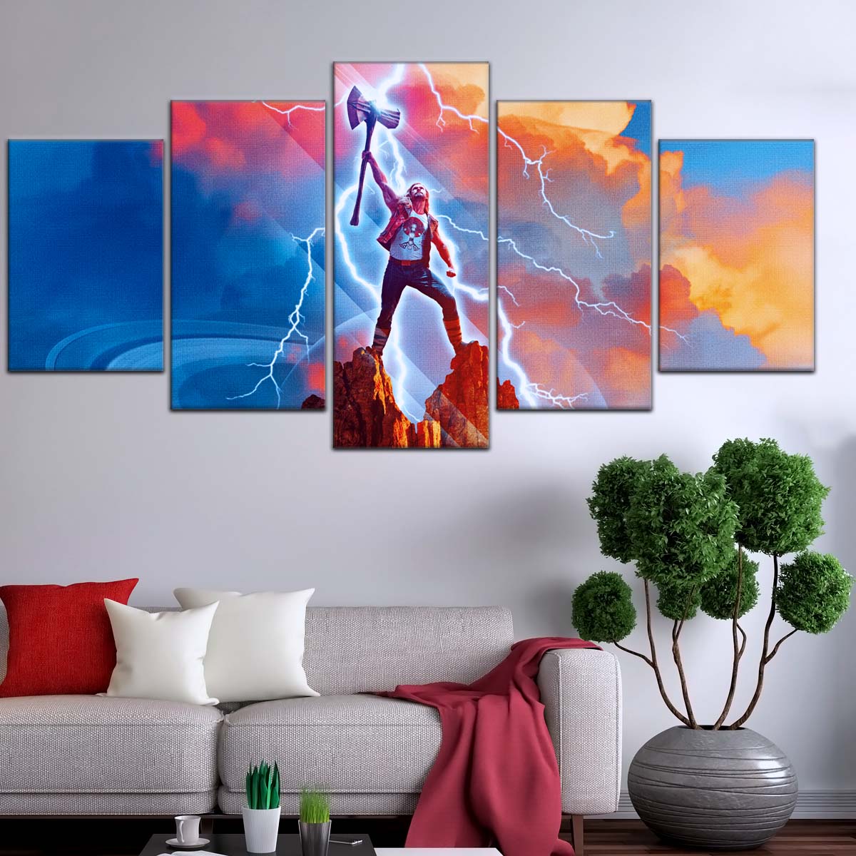 Marvel Wall Art - MCU5017 - Thor - Love and Thunder - Mjolnir's Triumph - Marvel Cinematic Universe Poster - Marvel Cinematic Universe Canvas