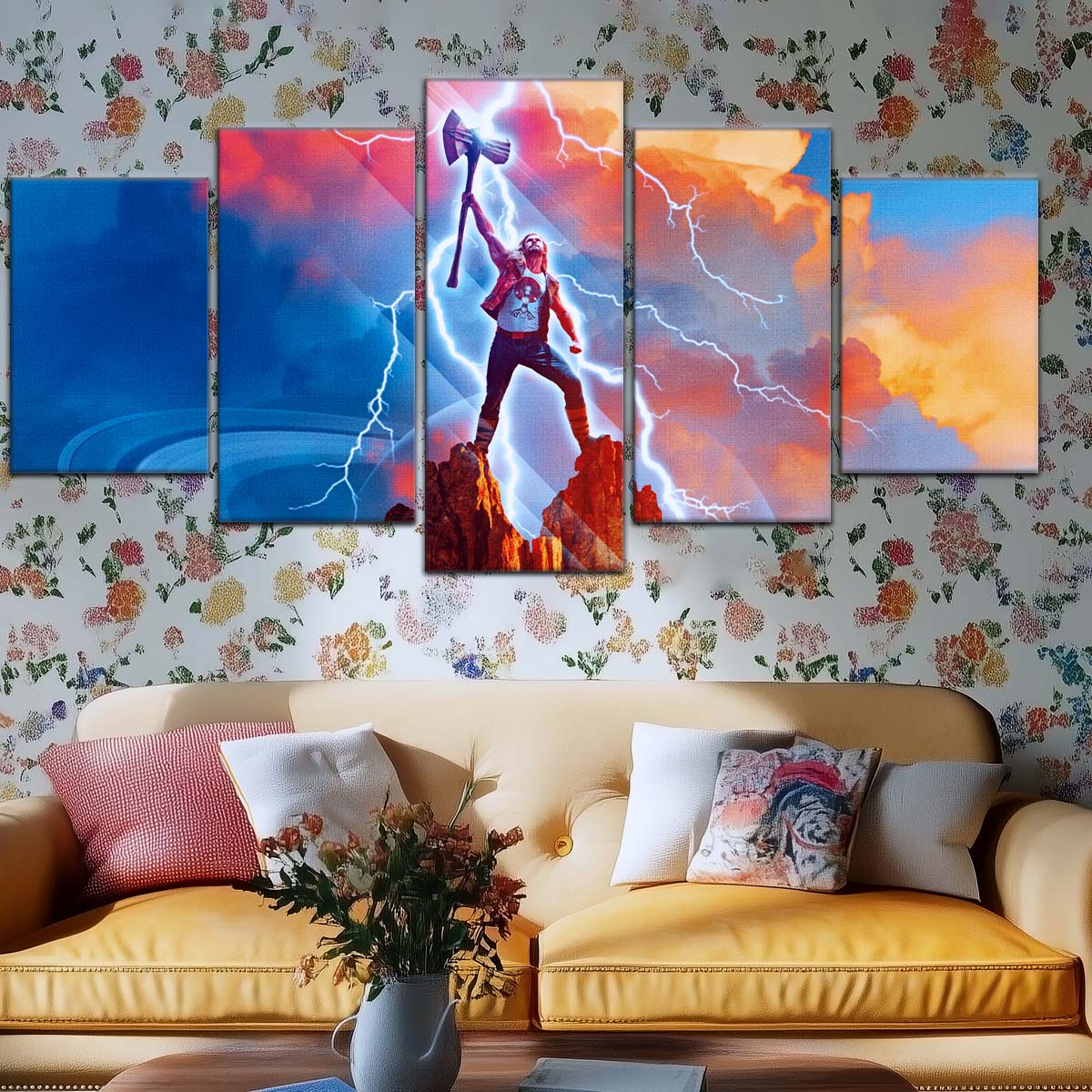 Marvel Wall Art - MCU5017 - Thor - Love and Thunder - Mjolnir's Triumph - Marvel Cinematic Universe Poster - Marvel Cinematic Universe Canvas