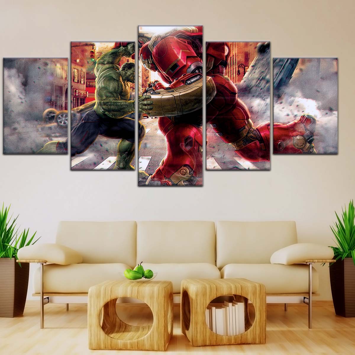 Marvel Wall Art - MCU5031 - Hulk vs Hulkbuster - Avengers Age of Ultron - Marvel Cinematic Universe Poster - Marvel Cinematic Universe Canvas