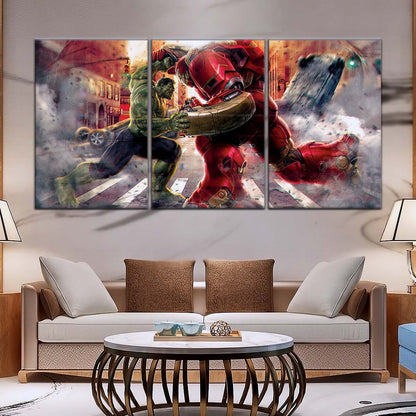 Marvel Wall Art - MCU5031 - Hulk vs Hulkbuster - Avengers Age of Ultron - Marvel Cinematic Universe Poster - Marvel Cinematic Universe Canvas