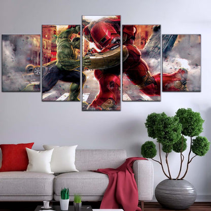 Marvel Wall Art - MCU5031 - Hulk vs Hulkbuster - Avengers Age of Ultron - Marvel Cinematic Universe Poster - Marvel Cinematic Universe Canvas