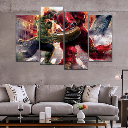 Marvel Wall Art - MCU5031 - Hulk vs Hulkbuster - Avengers Age of Ultron - Marvel Cinematic Universe Poster - Marvel Cinematic Universe Canvas