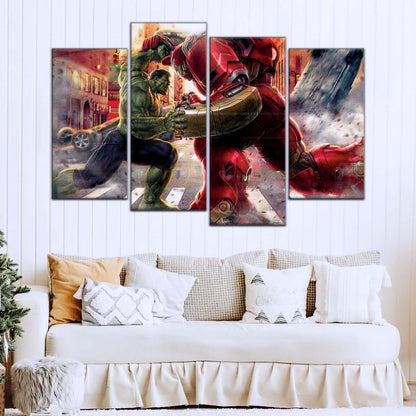 Marvel Wall Art - MCU5031 - Hulk vs Hulkbuster - Avengers Age of Ultron - Marvel Cinematic Universe Poster - Marvel Cinematic Universe Canvas