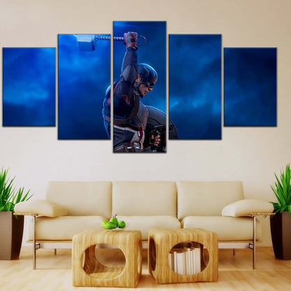 Marvel Wall Art - MCU5034 - Captain America - Steve Rogers Chris Evans - Mjölnir - Avengers EndGame - Marvel Cinematic Universe Poster - Marvel Cinematic Universe Canvas