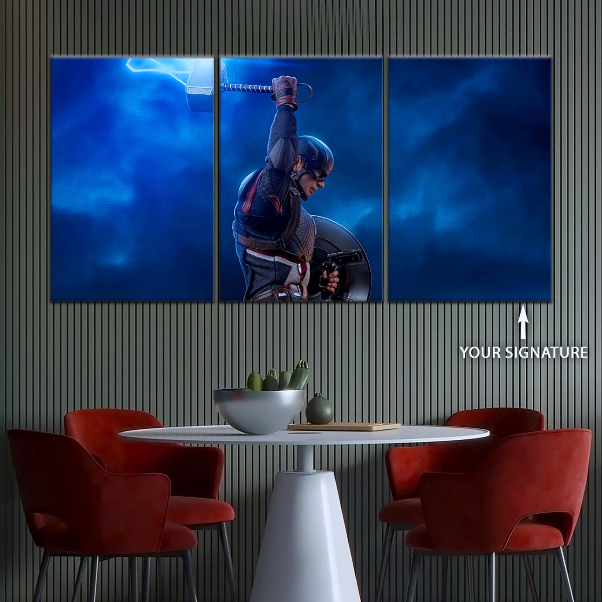 Marvel Wall Art - MCU5034 - Captain America - Steve Rogers Chris Evans - Mjölnir - Avengers EndGame - Marvel Cinematic Universe Poster - Marvel Cinematic Universe Canvas