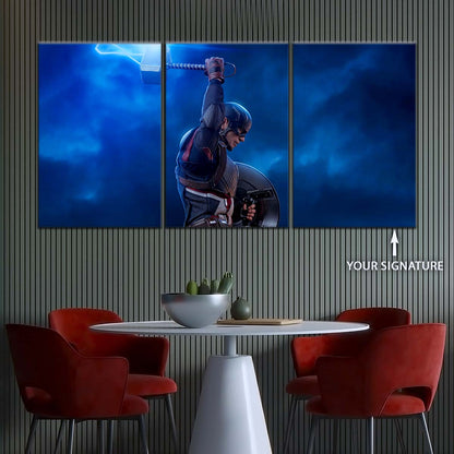 Marvel Wall Art - MCU5034 - Captain America - Steve Rogers Chris Evans - Mjölnir - Avengers EndGame - Marvel Cinematic Universe Poster - Marvel Cinematic Universe Canvas