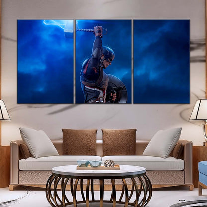 Marvel Wall Art - MCU5034 - Captain America - Steve Rogers Chris Evans - Mjölnir - Avengers EndGame - Marvel Cinematic Universe Poster - Marvel Cinematic Universe Canvas