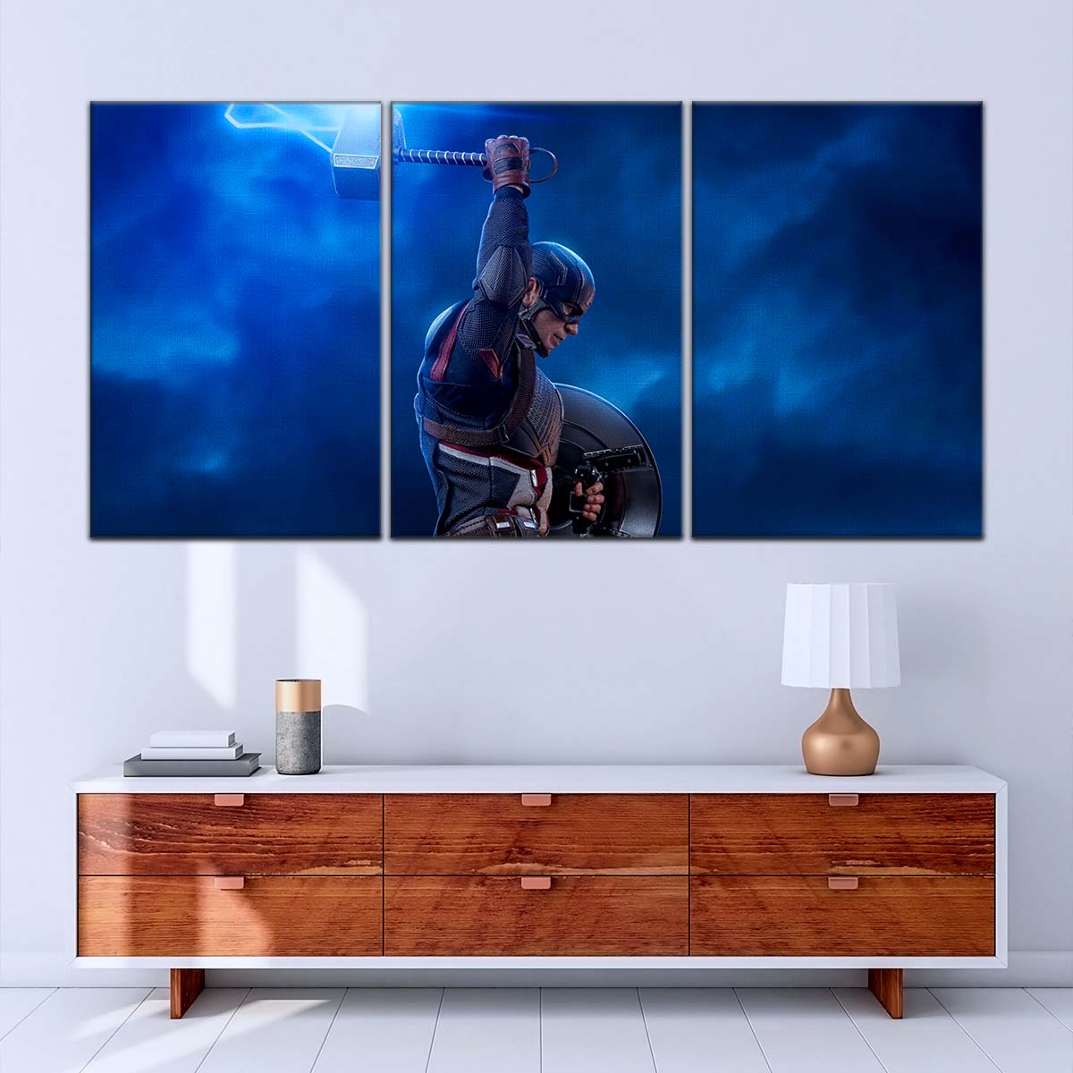 Marvel Wall Art - MCU5034 - Captain America - Steve Rogers Chris Evans - Mjölnir - Avengers EndGame - Marvel Cinematic Universe Poster - Marvel Cinematic Universe Canvas