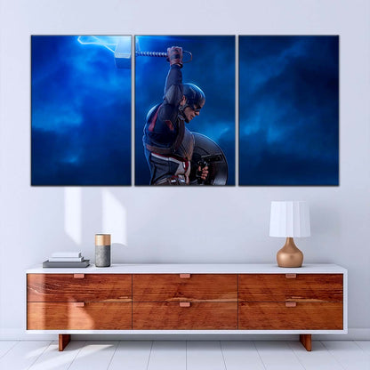 Marvel Wall Art - MCU5034 - Captain America - Steve Rogers Chris Evans - Mjölnir - Avengers EndGame - Marvel Cinematic Universe Poster - Marvel Cinematic Universe Canvas