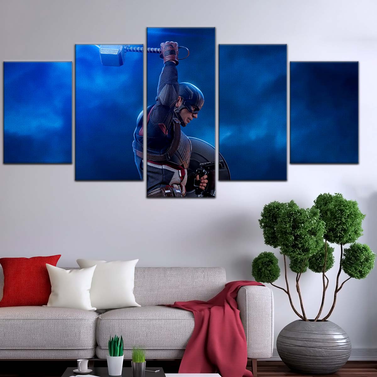 Marvel Wall Art - MCU5034 - Captain America - Steve Rogers Chris Evans - Mjölnir - Avengers EndGame - Marvel Cinematic Universe Poster - Marvel Cinematic Universe Canvas