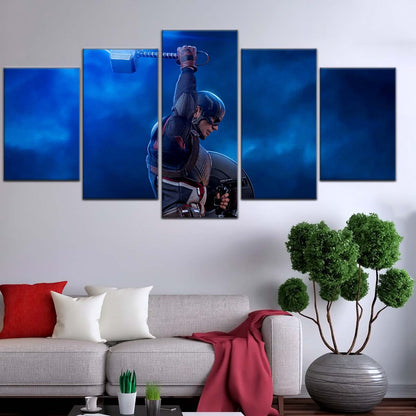 Marvel Wall Art - MCU5034 - Captain America - Steve Rogers Chris Evans - Mjölnir - Avengers EndGame - Marvel Cinematic Universe Poster - Marvel Cinematic Universe Canvas