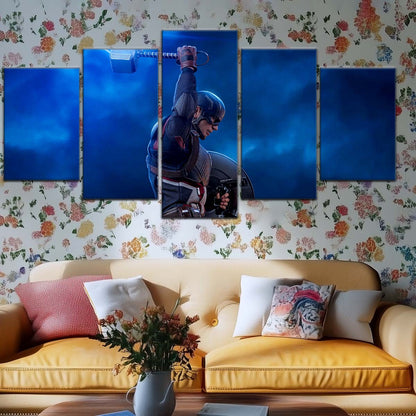 Marvel Wall Art - MCU5034 - Captain America - Steve Rogers Chris Evans - Mjölnir - Avengers EndGame - Marvel Cinematic Universe Poster - Marvel Cinematic Universe Canvas