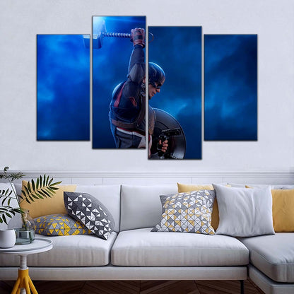 Marvel Wall Art - MCU5034 - Captain America - Steve Rogers Chris Evans - Mjölnir - Avengers EndGame - Marvel Cinematic Universe Poster - Marvel Cinematic Universe Canvas