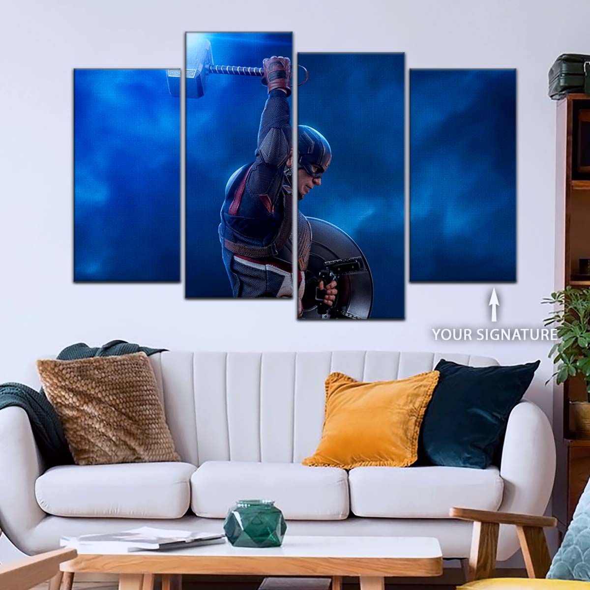 Marvel Wall Art - MCU5034 - Captain America - Steve Rogers Chris Evans - Mjölnir - Avengers EndGame - Marvel Cinematic Universe Poster - Marvel Cinematic Universe Canvas
