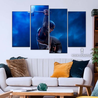 Marvel Wall Art - MCU5034 - Captain America - Steve Rogers Chris Evans - Mjölnir - Avengers EndGame - Marvel Cinematic Universe Poster - Marvel Cinematic Universe Canvas