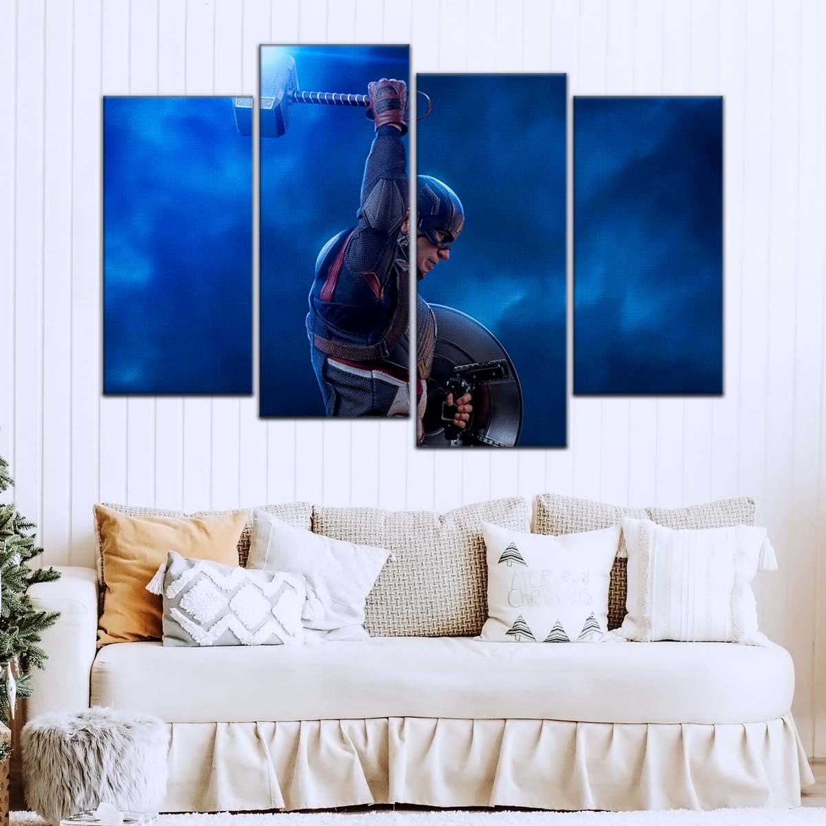 Marvel Wall Art - MCU5034 - Captain America - Steve Rogers Chris Evans - Mjölnir - Avengers EndGame - Marvel Cinematic Universe Poster - Marvel Cinematic Universe Canvas