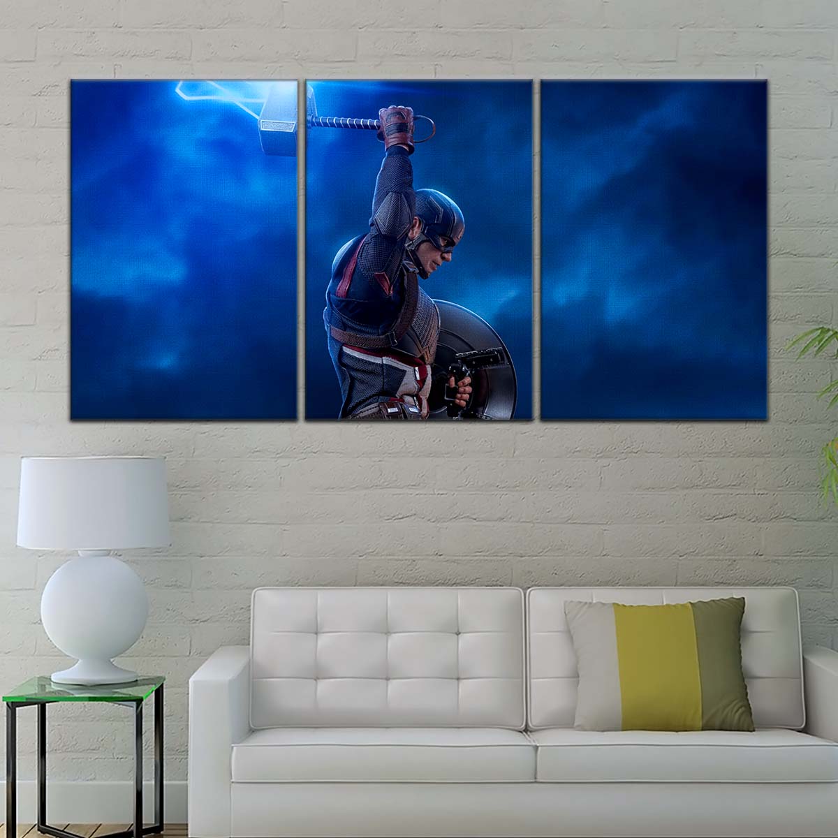 Marvel Wall Art - MCU5034 - Captain America - Steve Rogers Chris Evans - Mjölnir - Avengers EndGame - Marvel Cinematic Universe Poster - Marvel Cinematic Universe Canvas