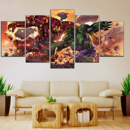 Marvel Wall Art - MCU5036 - Iron Man - Hulk vs Hulkbuster - Marvel Cinematic Universe Poster - Marvel Cinematic Universe Canvas