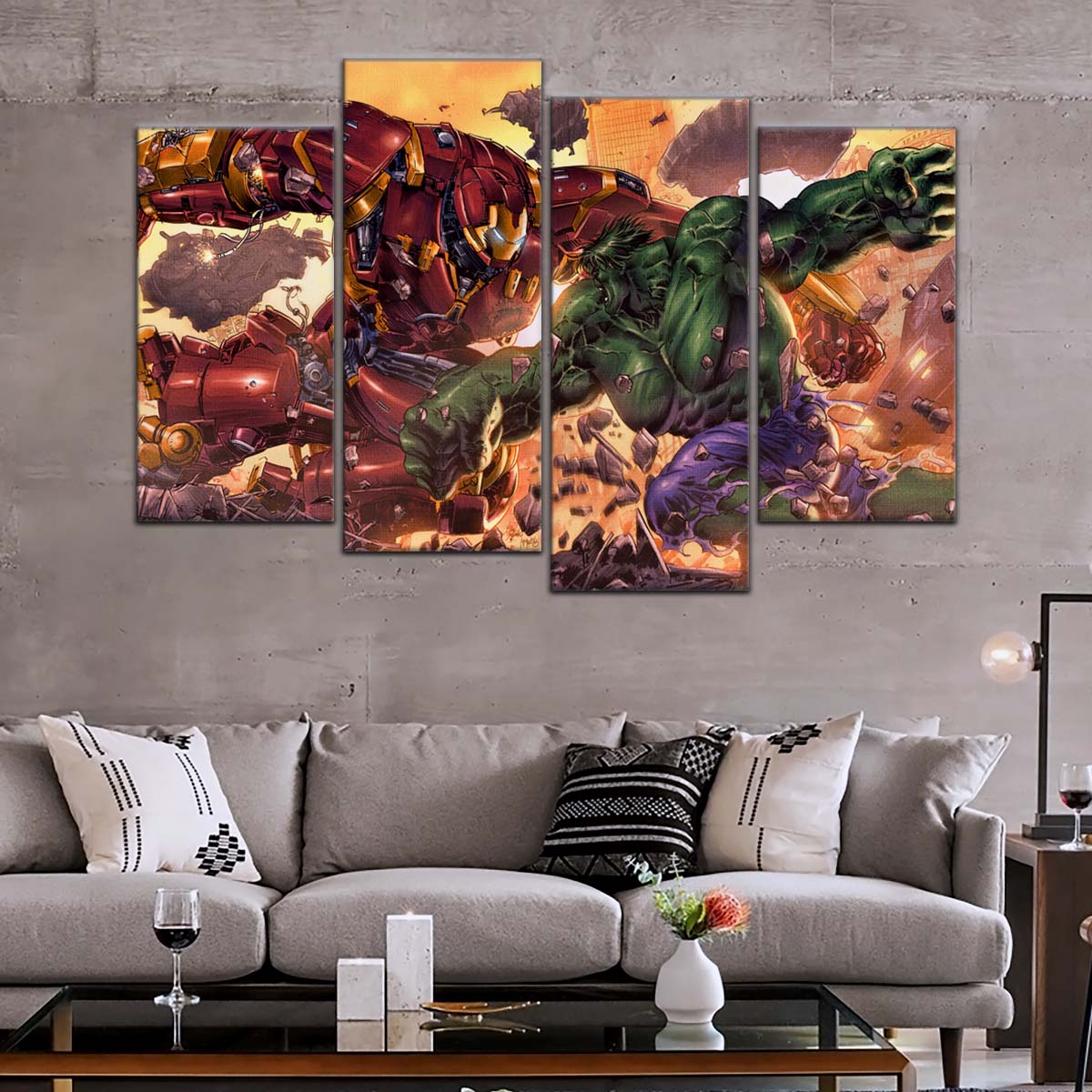 Marvel Wall Art - MCU5036 - Iron Man - Hulk vs Hulkbuster - Marvel Cinematic Universe Poster - Marvel Cinematic Universe Canvas