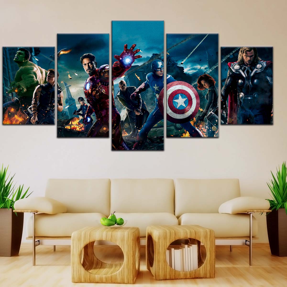 Marvel Wall Art - MCU5043 - Hulk - Clint Barton - Iron Man - Nick Fury - Captain America - Black Widow - Thor - Marvel Cinematic Universe Poster - Marvel Cinematic Universe Canvas