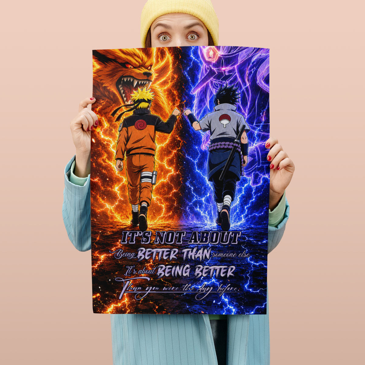 Naruto Canvas Wall Art - NA009 - Naruto Uzumaki - Sasuke Uchiha - Better Than You Were The Day Before