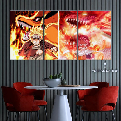 Naruto Canvas Wall Art - NA5025 - Naruto Uzumaki Kurama - Natsu Dragneel Igneel