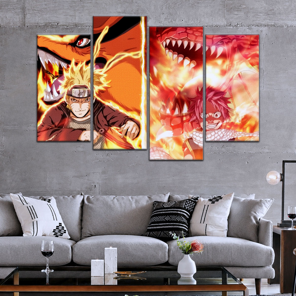 Naruto Canvas Wall Art - NA5025 - Naruto Uzumaki Kurama - Natsu Dragneel Igneel