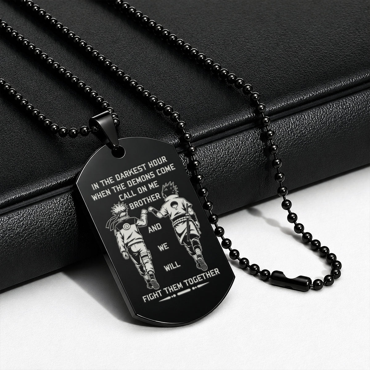 Naruto Engraved Dog Tag Necklace - NAD002 -  Naruto Uzumaki - Sasuke Uchiha - Call On Me Brother