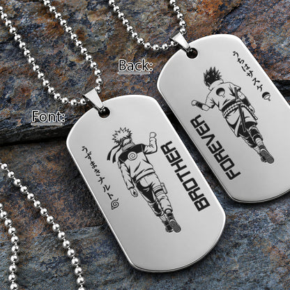 Naruto Engraved Dog Tag Necklace - NAD005 - Naruto Uzumaki - Sasuke Uchiha - Brother Forever