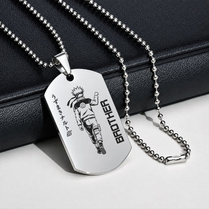 Naruto Engraved Dog Tag Necklace - NAD005 - Naruto Uzumaki - Sasuke Uchiha - Brother Forever