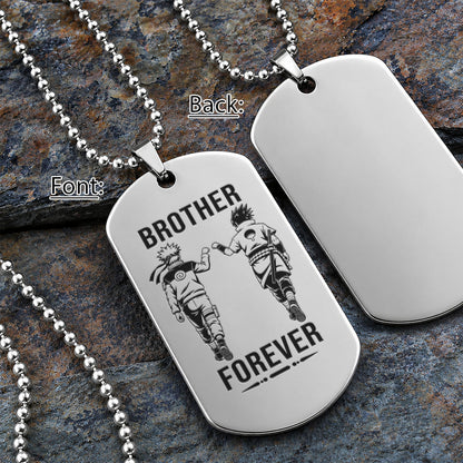 Naruto Engraved Dog Tag Necklace - NAD007 - Naruto Uzumaki - Sasuke Uchiha - Brother Forever
