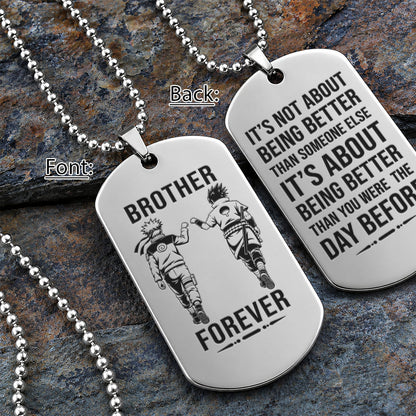 Naruto Engraved Dog Tag Necklace - NAD013 - Naruto Uzumaki - Sasuke Uchiha - Brother Forever