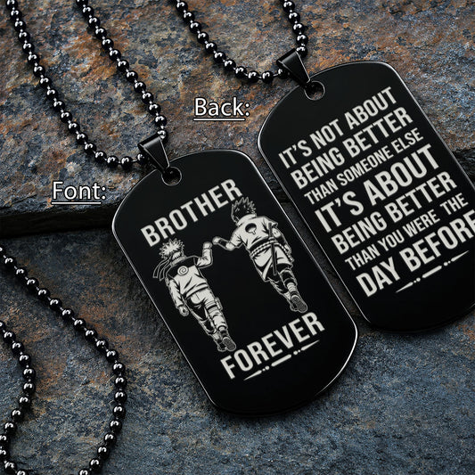 Naruto Engraved Dog Tag Necklace - NAD014 - Naruto Uzumaki - Sasuke Uchiha - Brother Forever