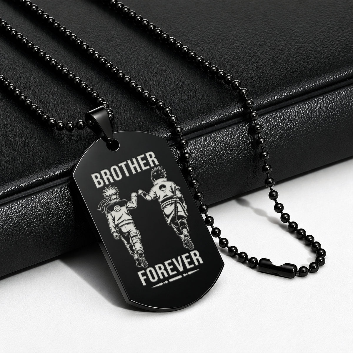 Naruto Engraved Dog Tag Necklace - NAD014 - Naruto Uzumaki - Sasuke Uchiha - Brother Forever