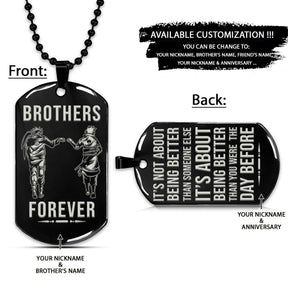 Naruto Dog Tag - Brothers Forever - It's About Being Better Than You Were The Day Before - Uzumaki Naruto - Uchiha Sasuke - Naruto Necklace - Engrave Dog Tag