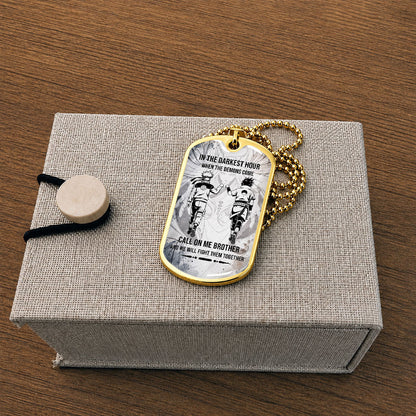 Naruto Dog Tag Necklace - NADL002 - Naruto Uzumaki - Sasuke Uchiha - Call On Me Brother - Military Ball Chain