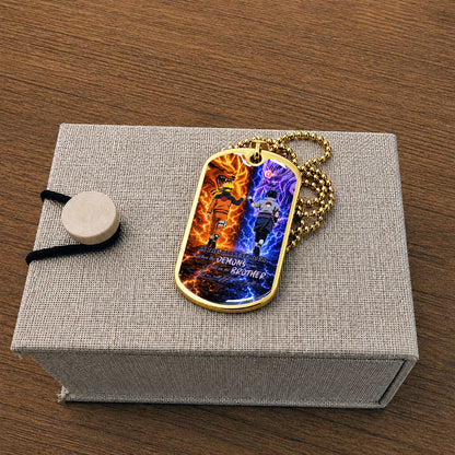 Naruto Dog Tag Necklace - NADL010 - Naruto Uzumaki - Sasuke Uchiha - Call On Me Brother - Military Ball Chain
