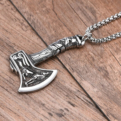 Viking - Nordic Viking Axe Necklace for Men, Gothic Norse Punk Jewelry