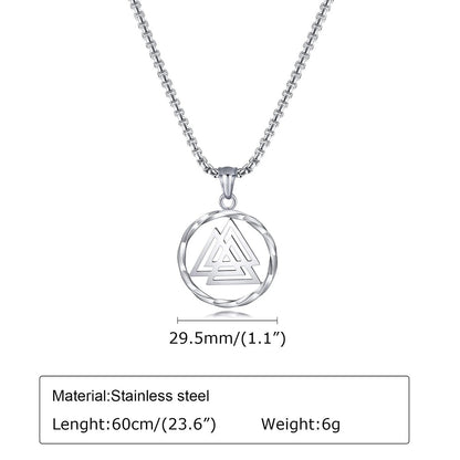 Viking - Norse Viking Necklaces for Men Women, Stainless Steel Round Hollow Knot Pendant Collar Jewelry