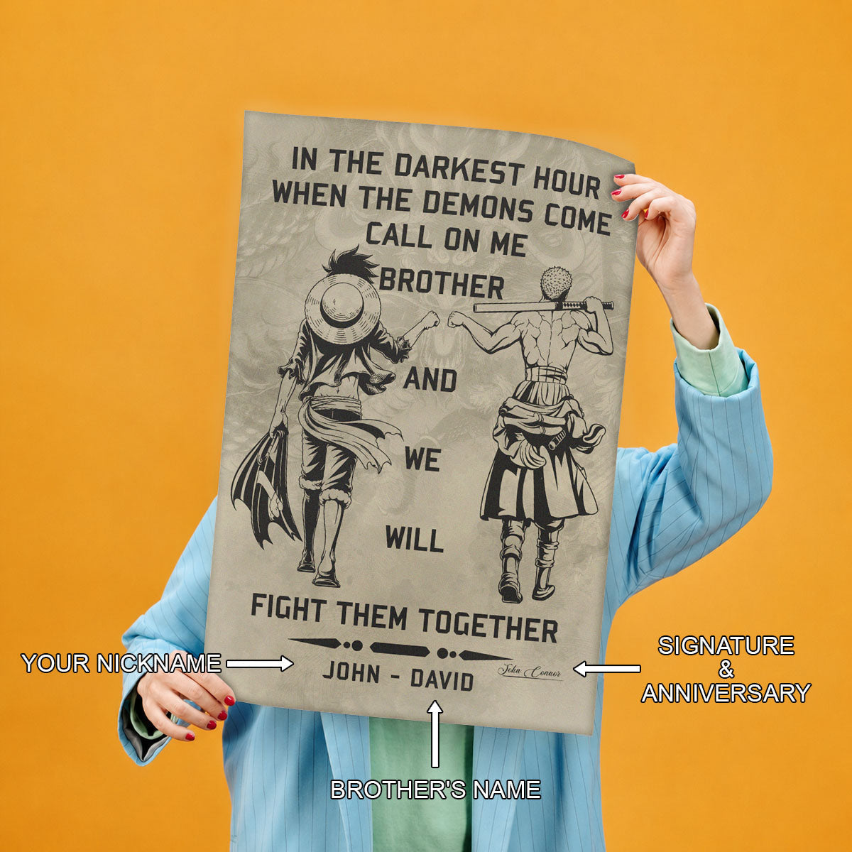 One Piece Canvas Wall Art - OP001 - Monkey D. Luffy - Roronoa Zoro - Call On Me Brother