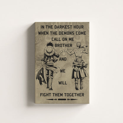 One Piece Canvas Wall Art - OP001 - Monkey D. Luffy - Roronoa Zoro - Call On Me Brother