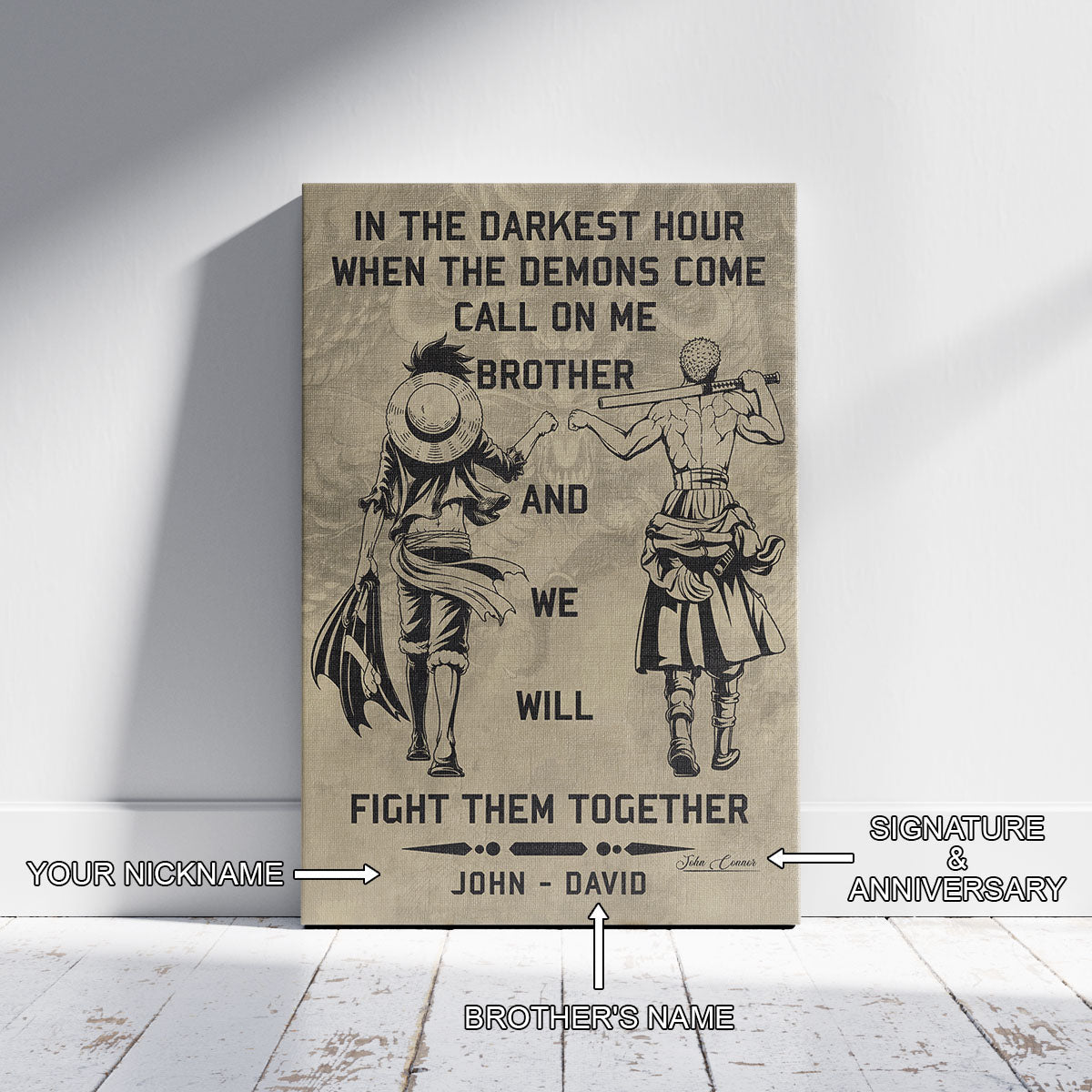 One Piece Canvas Wall Art - OP001 - Monkey D. Luffy - Roronoa Zoro - Call On Me Brother