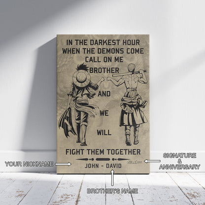 One Piece Canvas Wall Art - OP001 - Monkey D. Luffy - Roronoa Zoro - Call On Me Brother