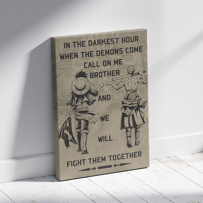 One Piece Canvas Wall Art - OP001 - Monkey D. Luffy - Roronoa Zoro - Call On Me Brother