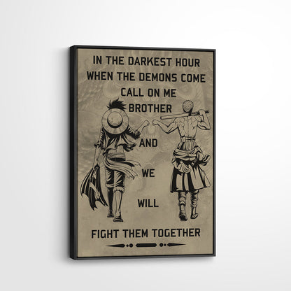 One Piece Canvas Wall Art - OP001 - Monkey D. Luffy - Roronoa Zoro - Call On Me Brother