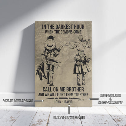 One Piece Canvas Wall Art - OP002 - Monkey D. Luffy - Roronoa Zoro - Call On Me Brother