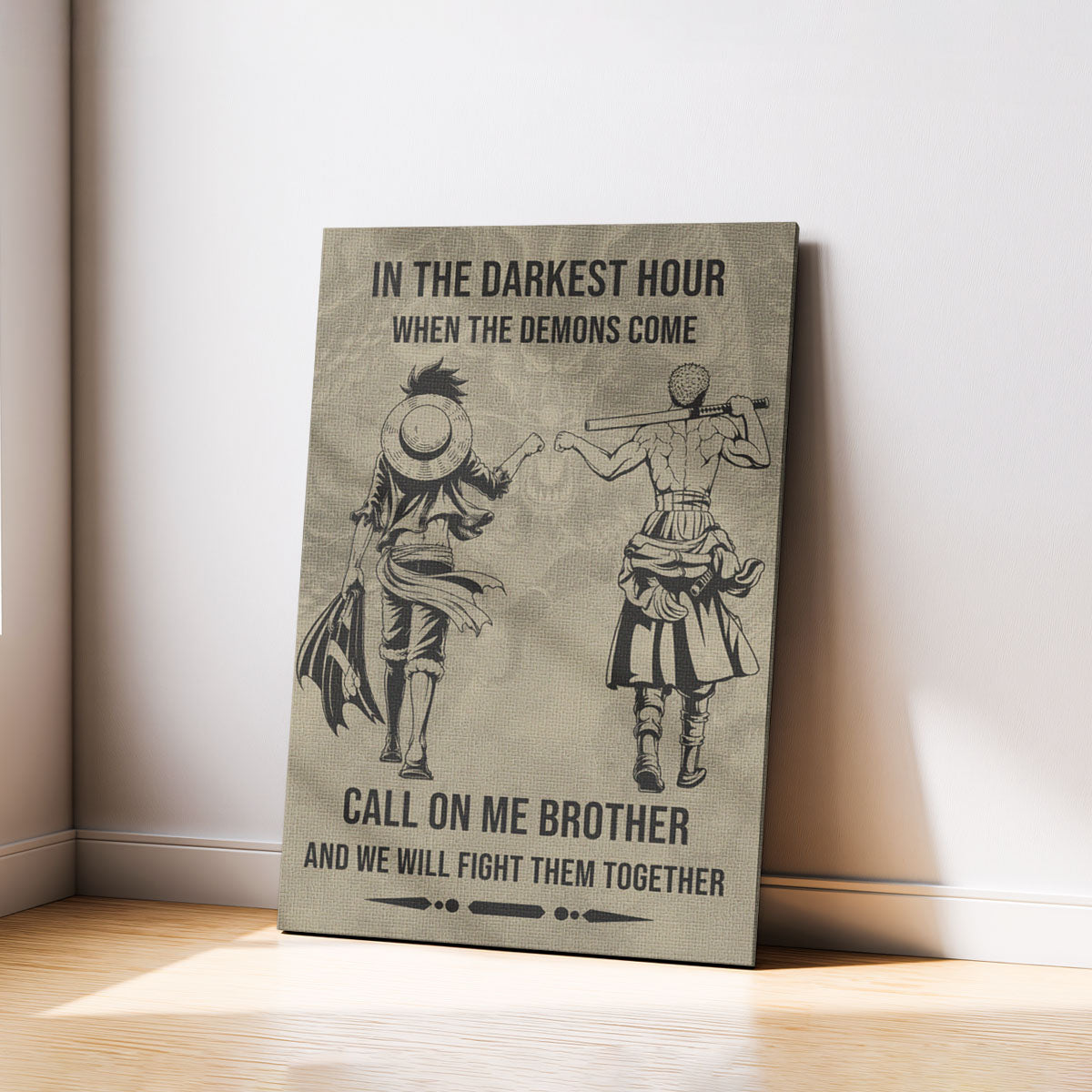 One Piece Canvas Wall Art - OP002 - Monkey D. Luffy - Roronoa Zoro - Call On Me Brother