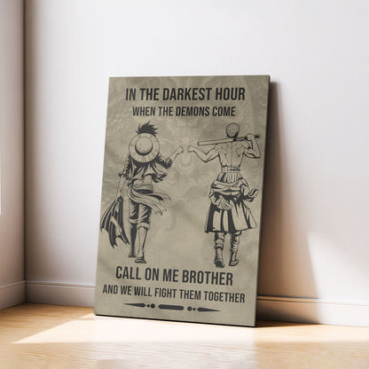 One Piece Canvas Wall Art - OP002 - Monkey D. Luffy - Roronoa Zoro - Call On Me Brother